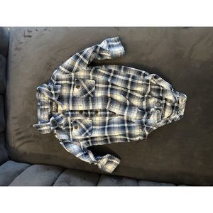5/$10 OSHKOSH blue flannel/plaid onesie/bodysuit 12 months